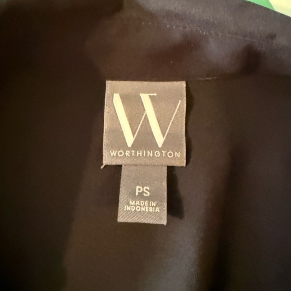 Worthington Sheer Button Down Black Blouse PS Petite Small - Picture 2 of 3